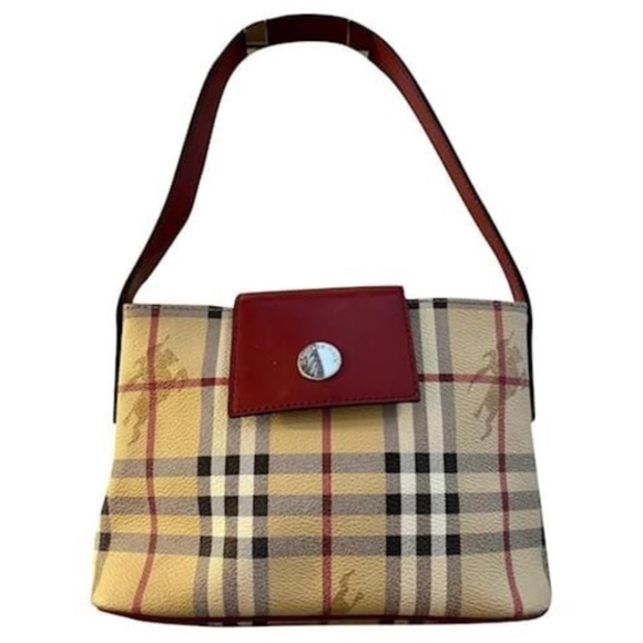 Authentic Burberry haymarket pattern Shoulder Bag Beige/Dark red - Picture 13 of 13